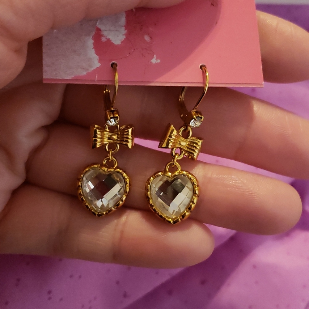 Betsey Johnson heart and bow earrings